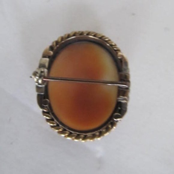 Sterling & Gold Cameo Pendant Carved Shell Cameo Brooch Silver Antique Cameo - Picture 5 of 5